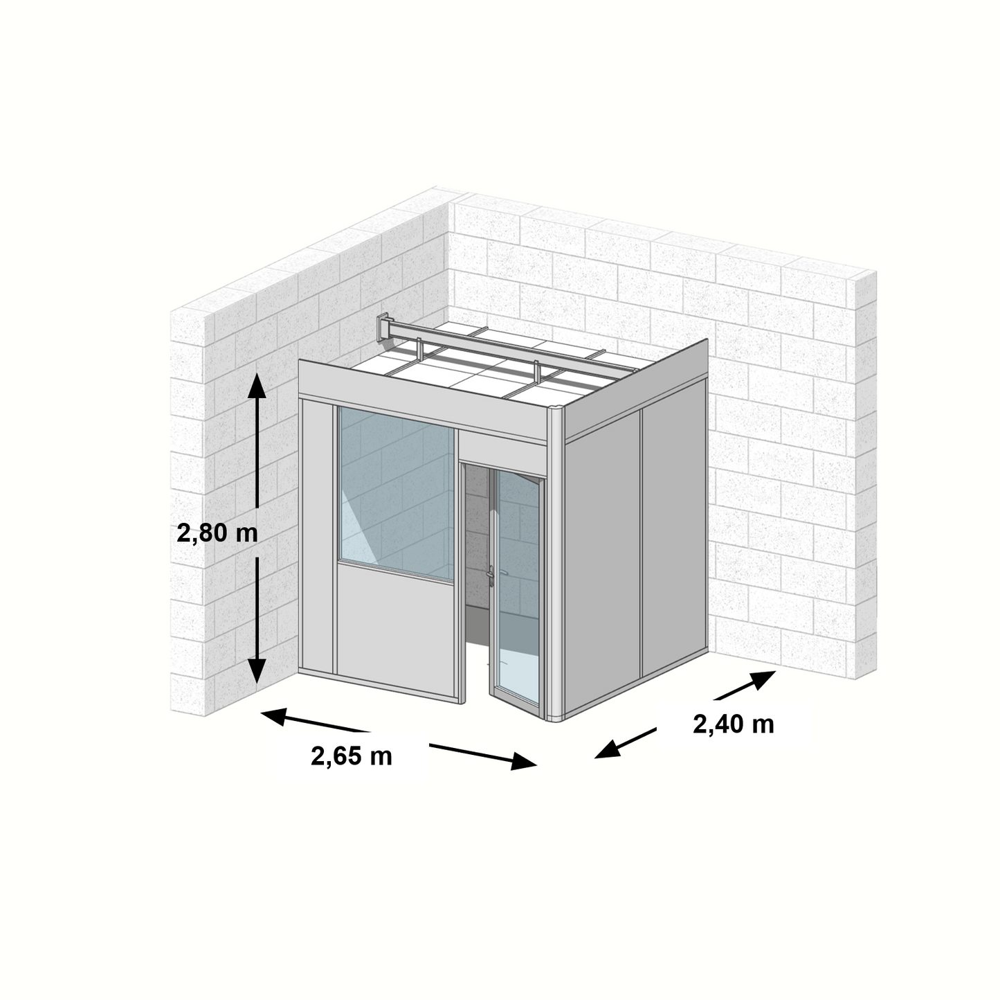 Cabine en kit 2 faces 2,65x2,40m