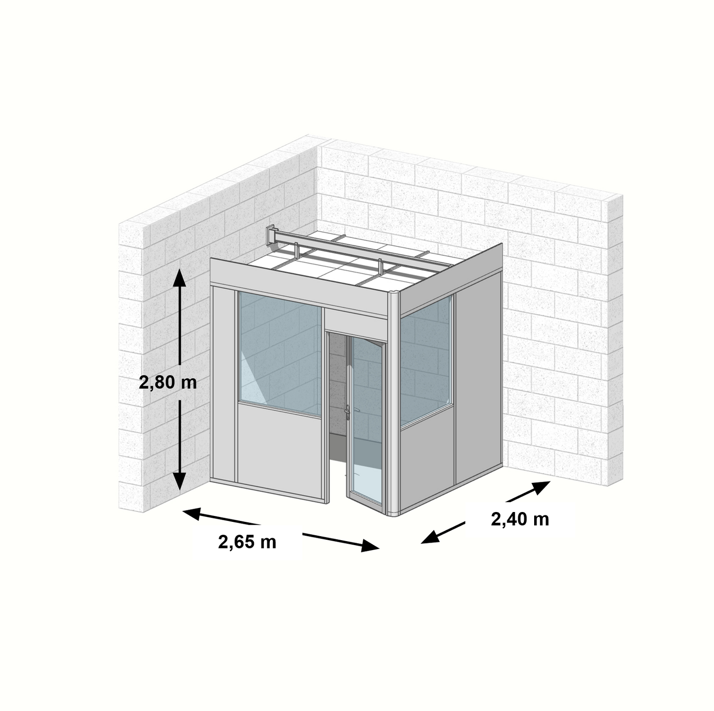 Cabine en kit 2 faces 2,65x2,40m