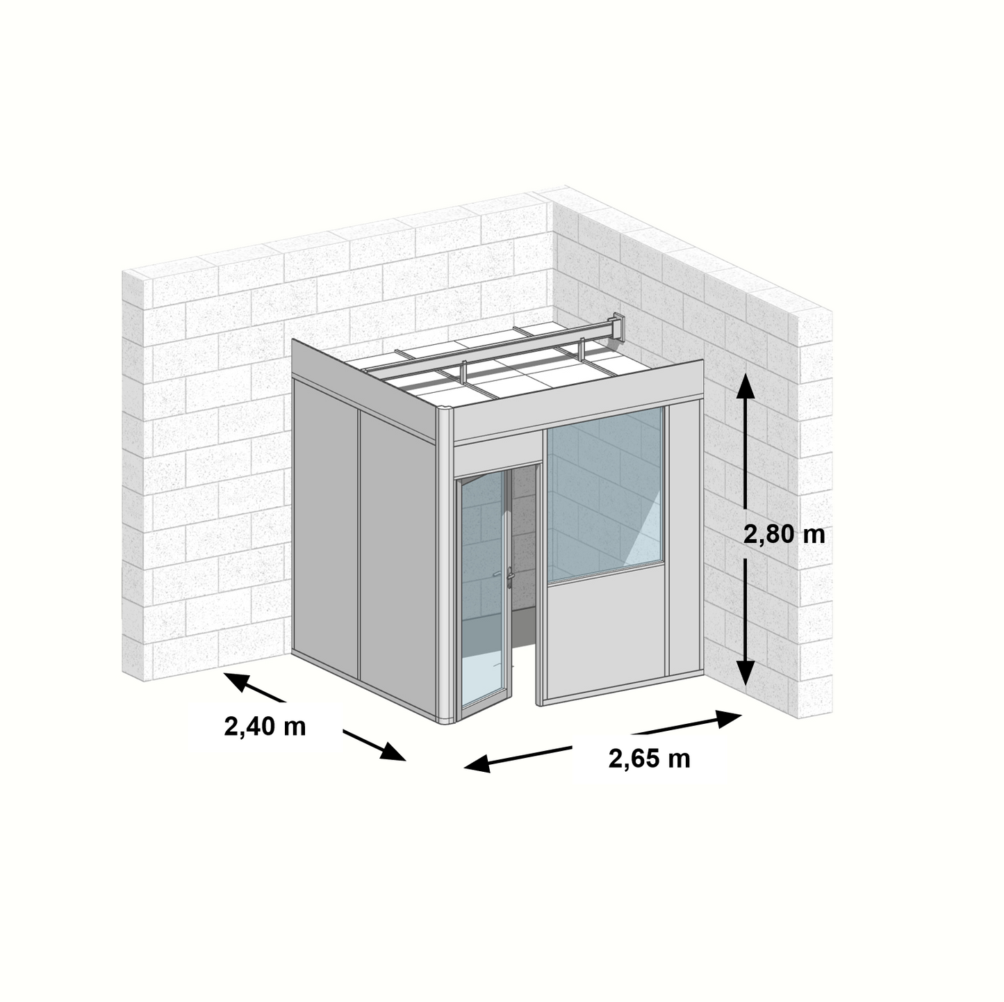 Cabine en kit 2 faces 2,65x2,40m