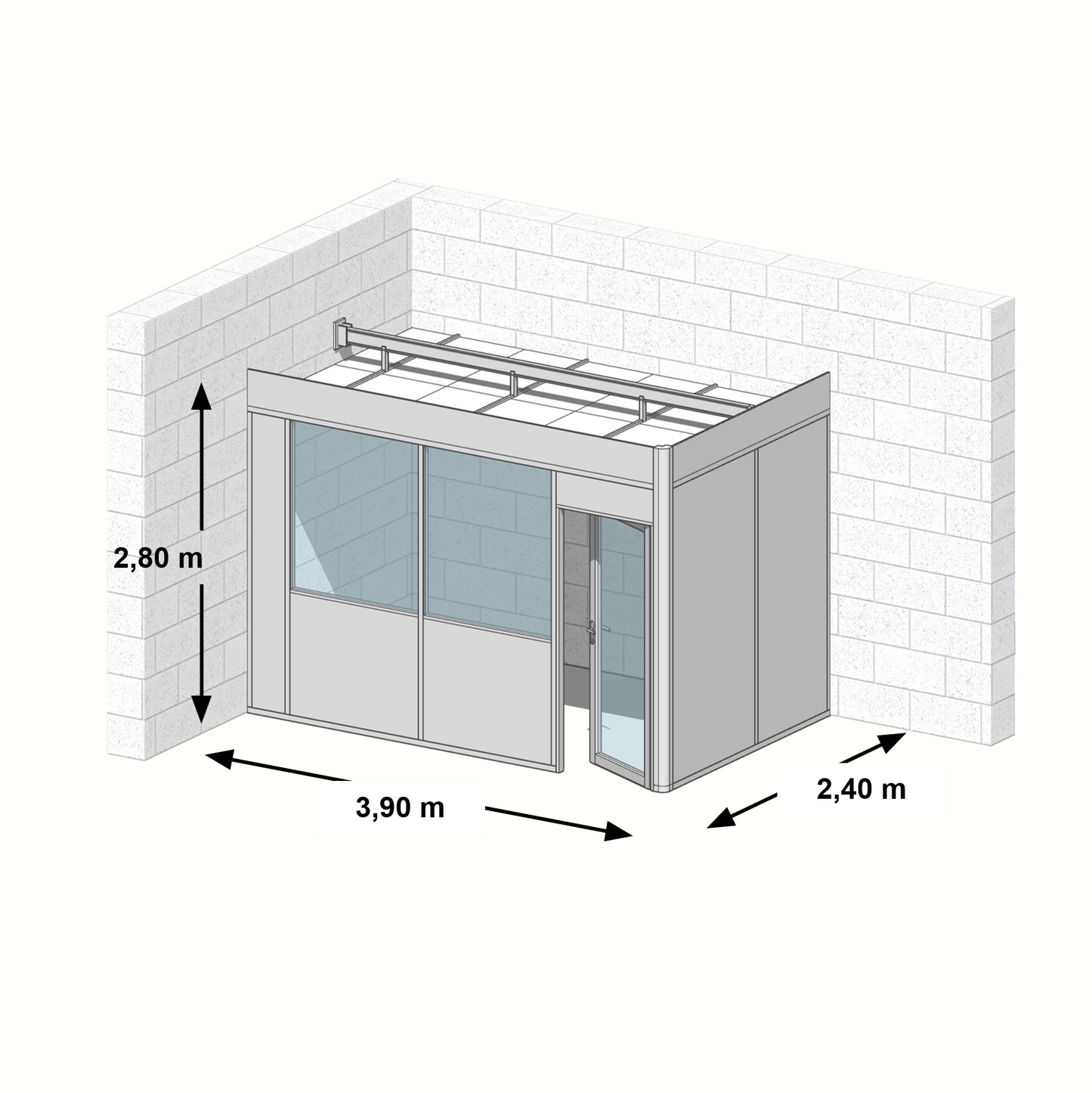 Cabine en kit 2 faces 3,90x2,40m