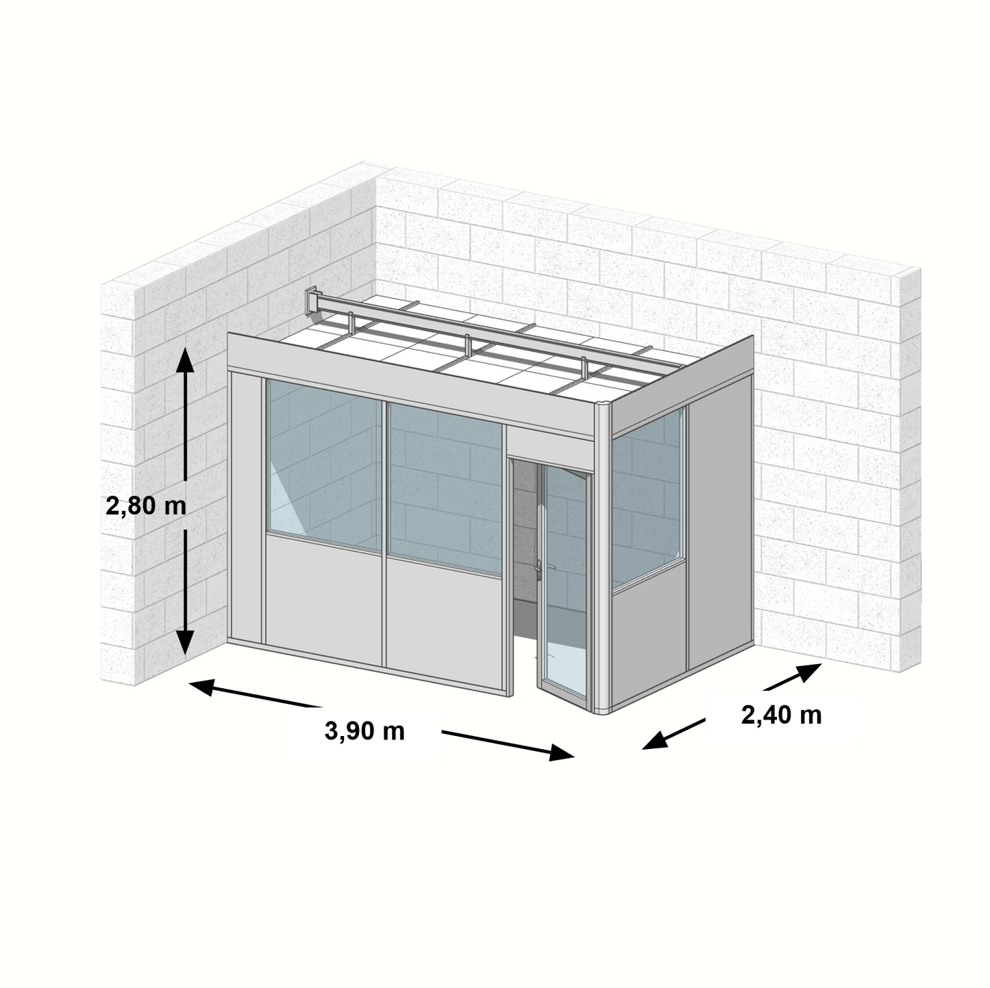 Cabine en kit 2 faces 3,90x2,40m