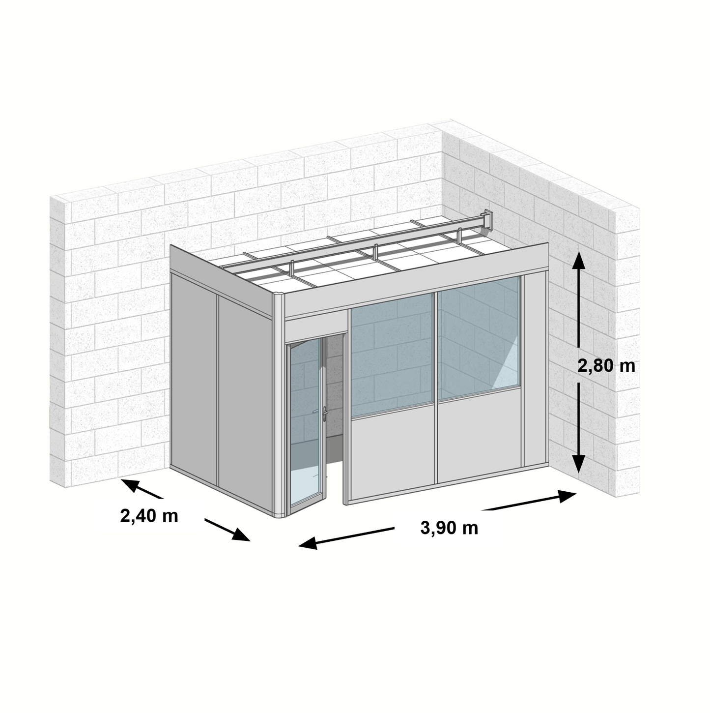 Cabine en kit 2 faces 3,90x2,40m