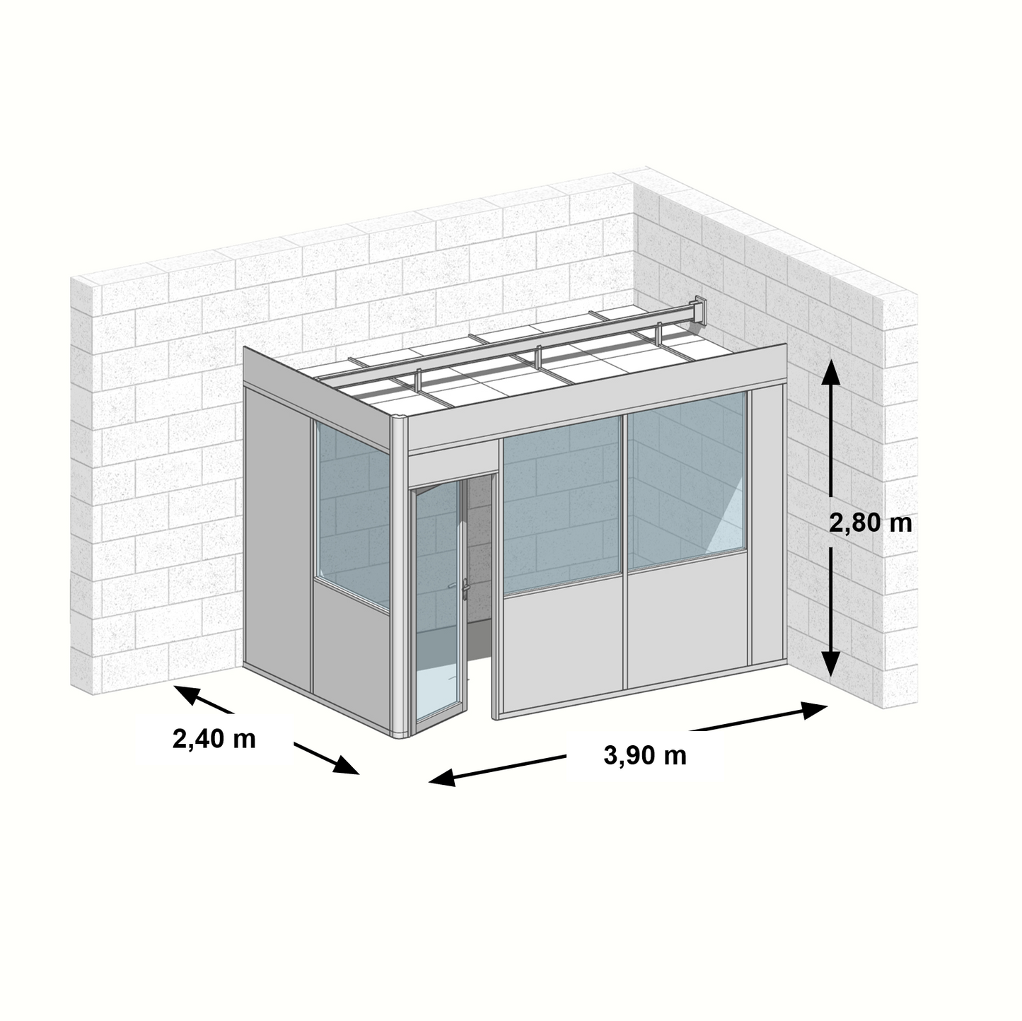 Cabine en kit 2 faces 3,90x2,40m