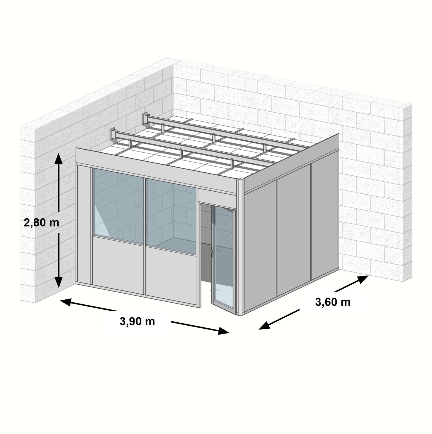 Cabine en kit 2 faces 3,90x3,60m
