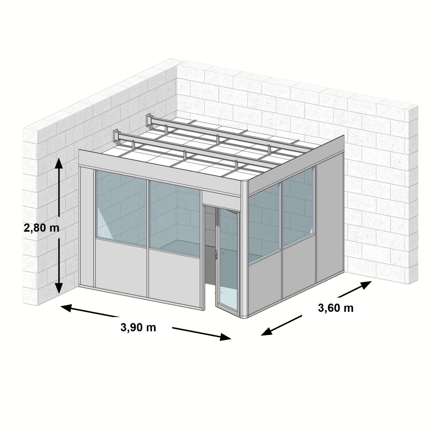 Cabine en kit 2 faces 3,90x3,60m