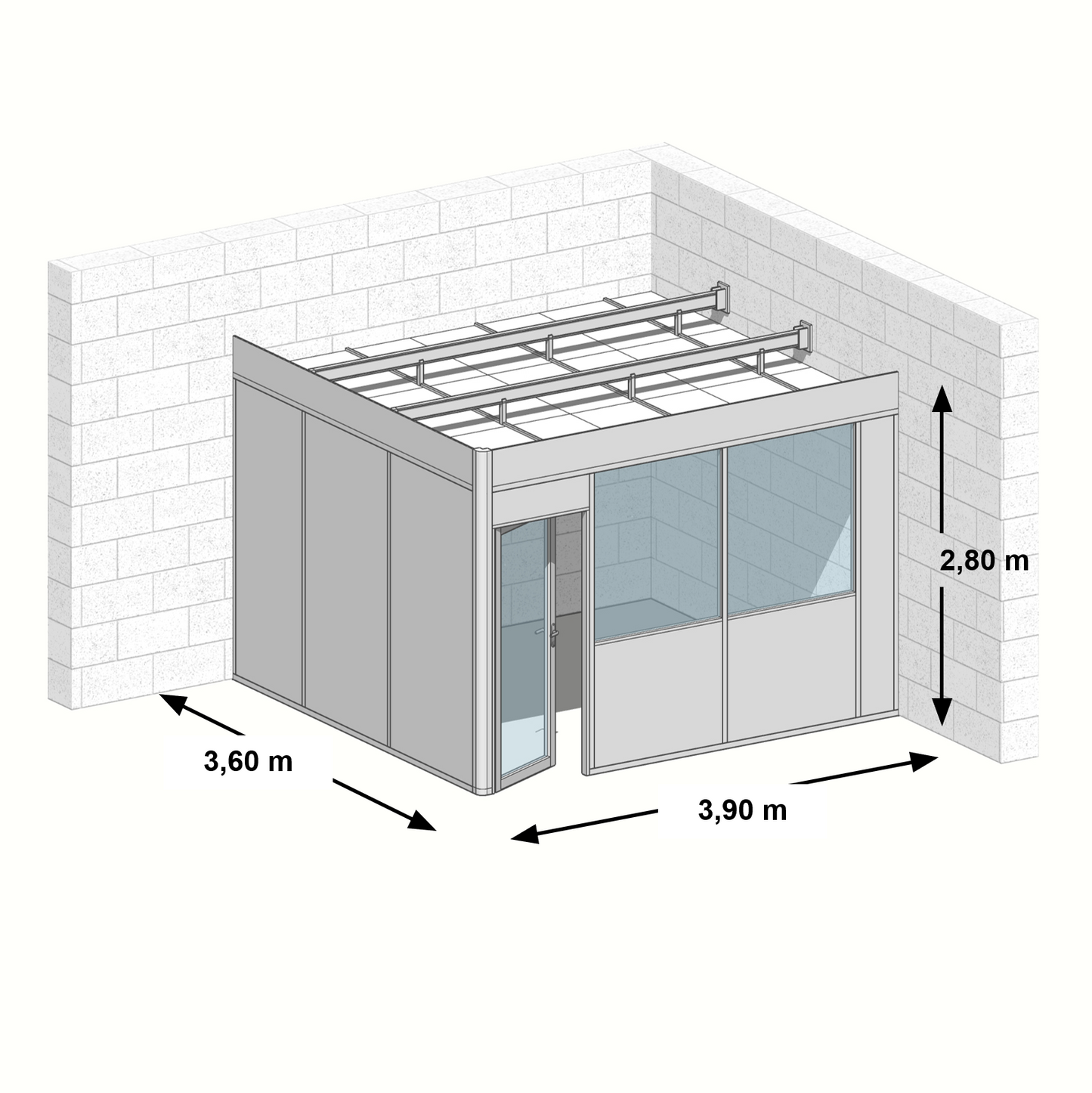 Cabine en kit 2 faces 3,90x3,60m