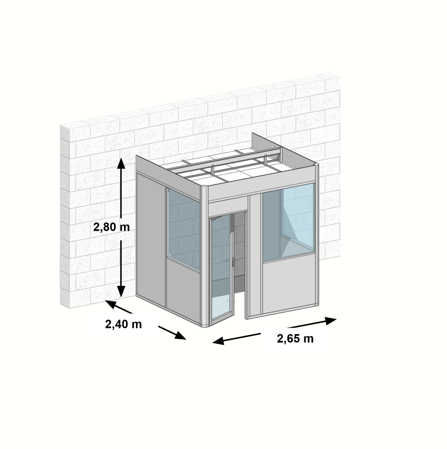 Cabine en kit 3 faces 2,65x2,40m