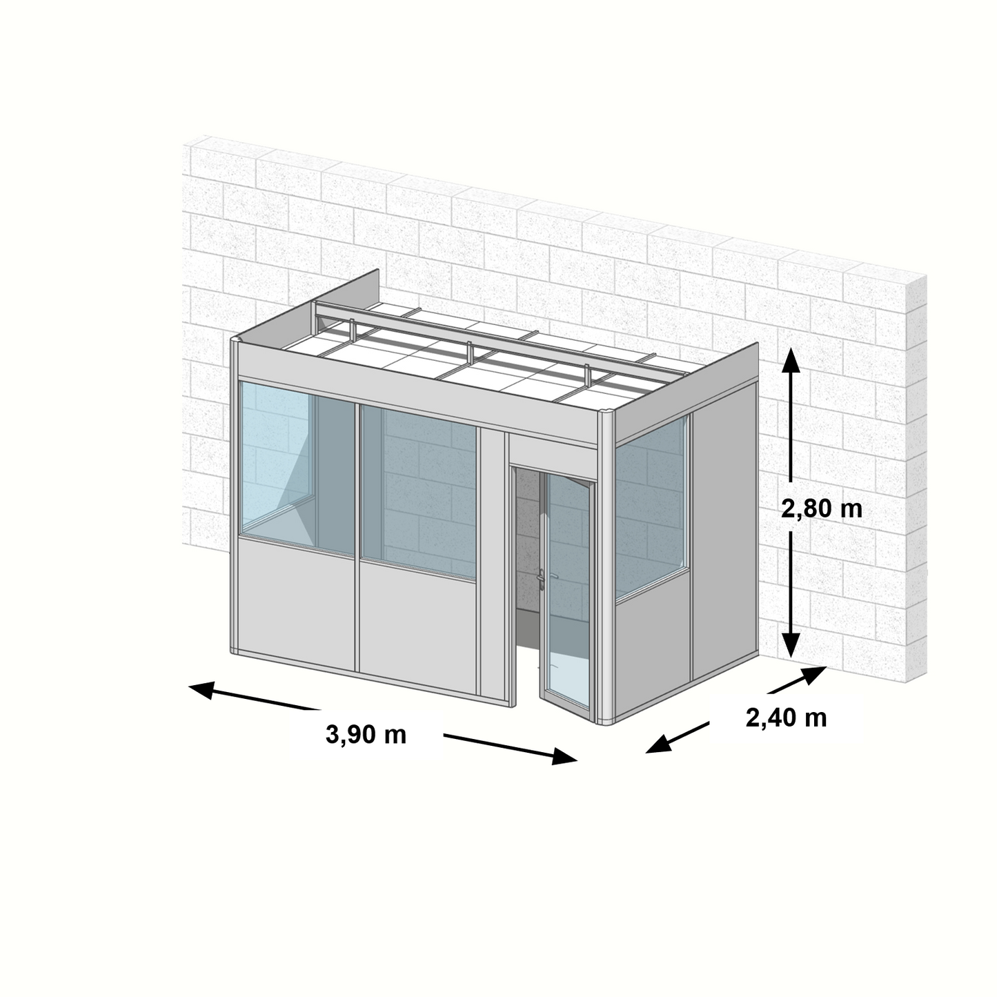 Cabine en kit 3 faces 3,90x2,40m
