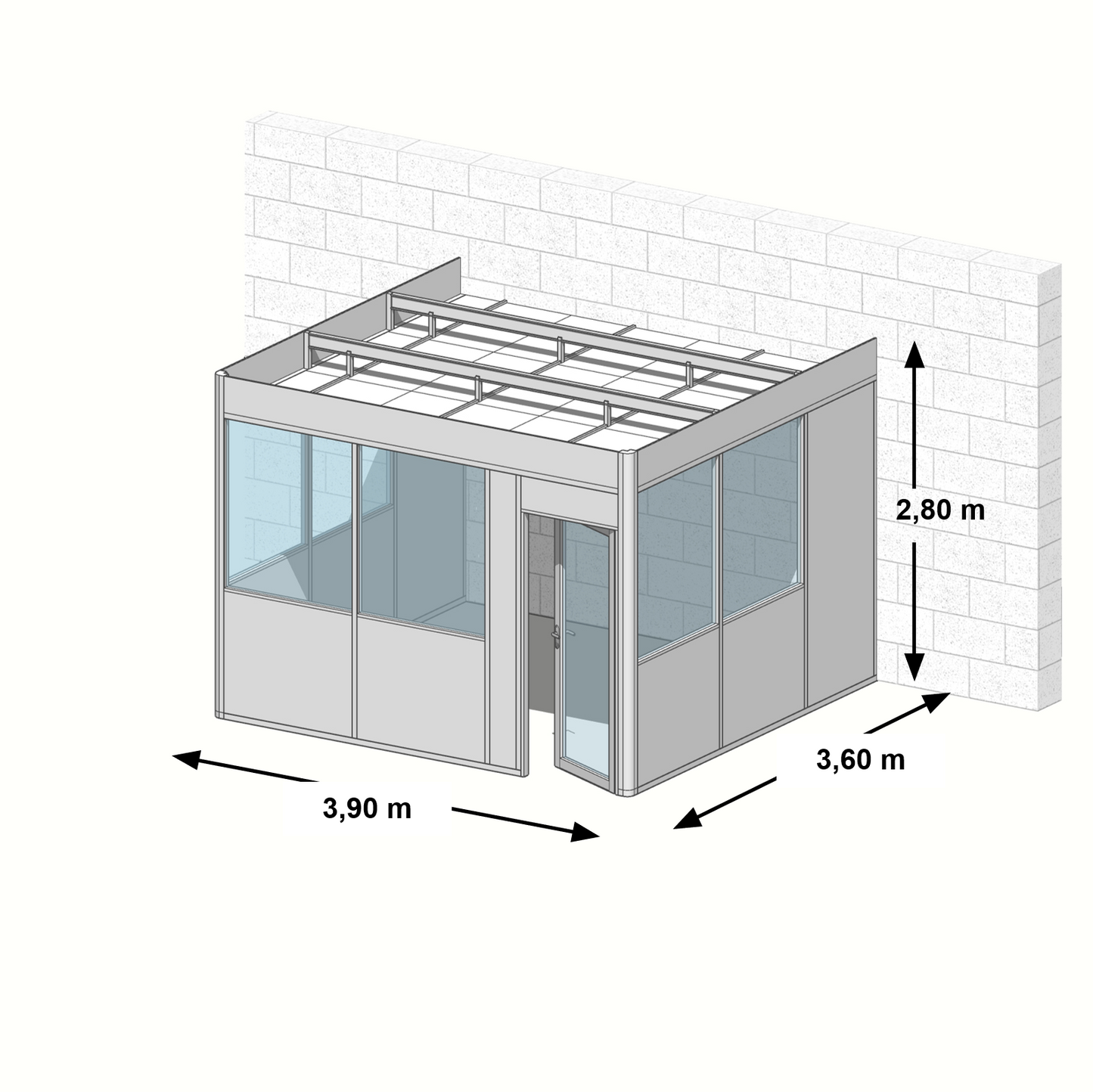 Cabine en kit 3 faces 3,90x3,60m