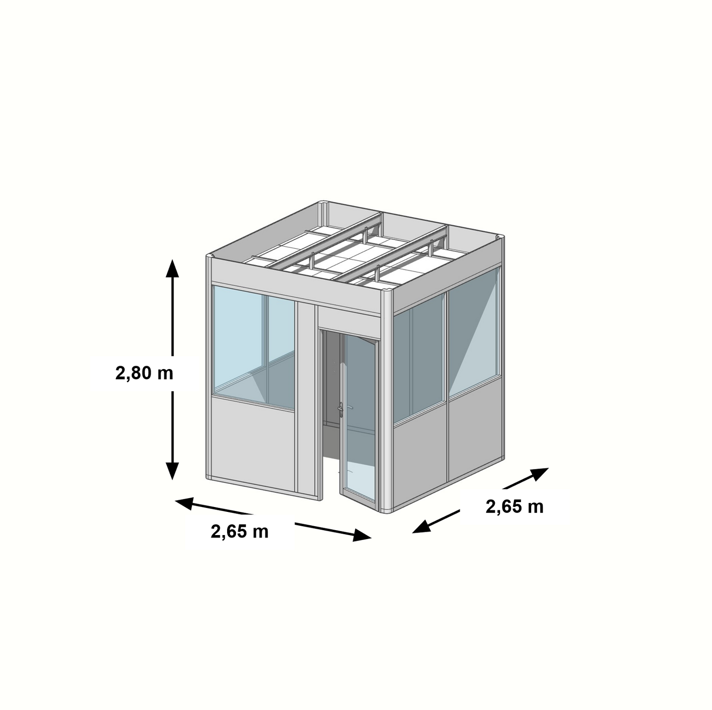 Cabine en kit 4 faces 2,65x2,65m