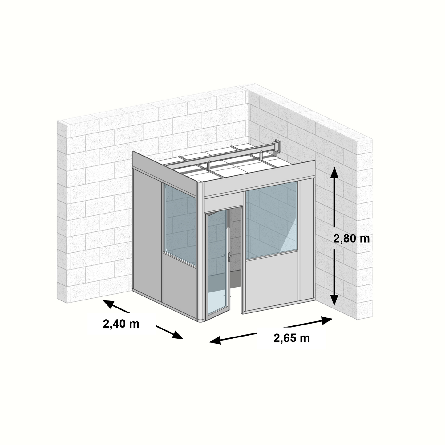 Cabine en kit 2 faces 2,65x2,40m