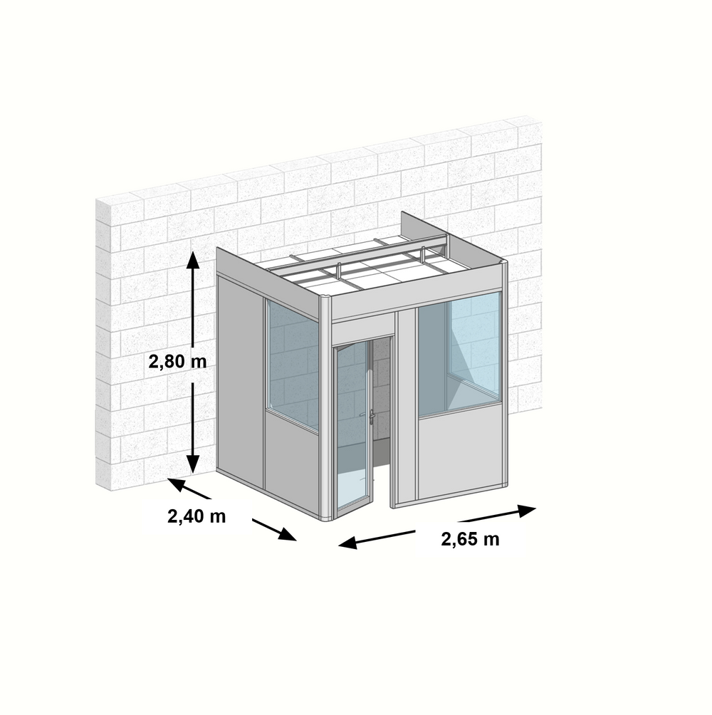 Cabine en kit 3 faces 2,65x2,40m