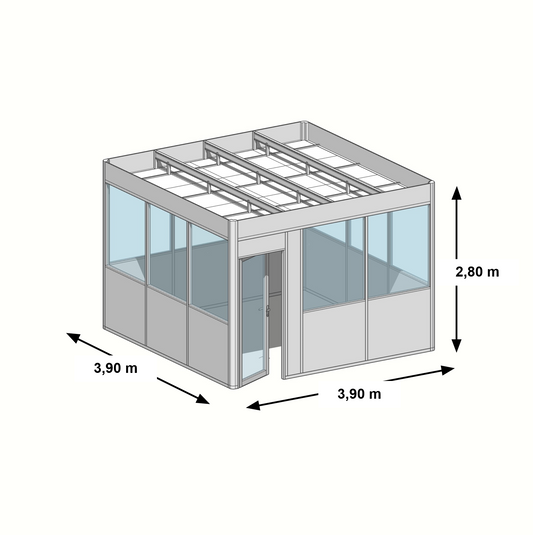 Cabine en kit 4 faces 3,90x3,90m